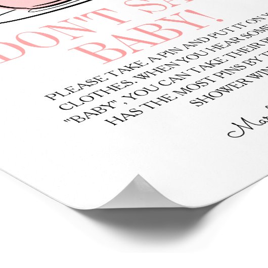 ティーカップ&フラワーベビーシャワー言わないベビーゲーム ポスター (角)