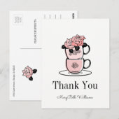 ティーカップ＆フラワー ベビーシャワー お礼ポストカード ポストカード (正面/裏面)