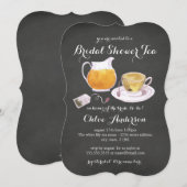 ティーカップ ブラックボード ブライダルシャワー ティーパーティー 招待状 (正面/裏面)