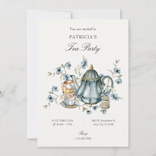 ティーカップ 招待状 (正面)