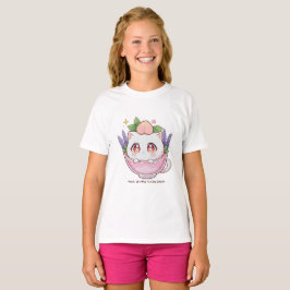 ティーカ日本のップシャツで愛らしいアニメ猫 Tシャツ