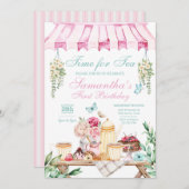 ティーガーデンパーティー誕生日招待状 招待状 (正面/裏面)