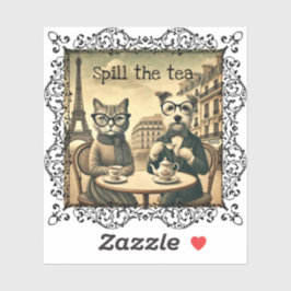 ティーキャット&ドッグのヴィンテージをこぼす シール