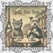 ティーキャット&ドッグのヴィンテージをこぼす シール (正面)