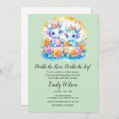 ティーグリーンレインボーフローラドラゴンズ双生児シャワー 招待状 (正面/裏面)