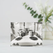 ティーケトル付き古いストーブアンティークストーブトップ ポストカード (スタンド正面)