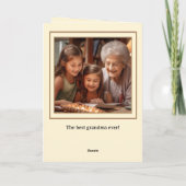 ティーケーキ写真おばあちゃん誕生日おめでとう カード (裏面)