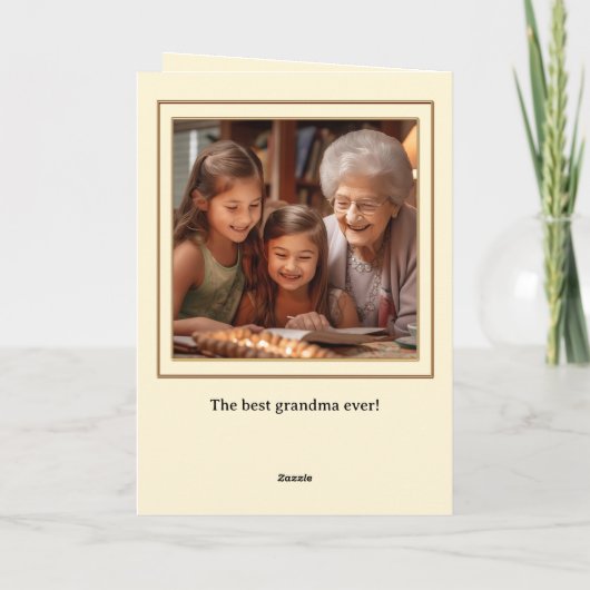 ティーケーキ写真おばあちゃん誕生日おめでとう カード (裏面)