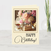 ティーケーキ写真おばあちゃん誕生日おめでとう カード (正面)