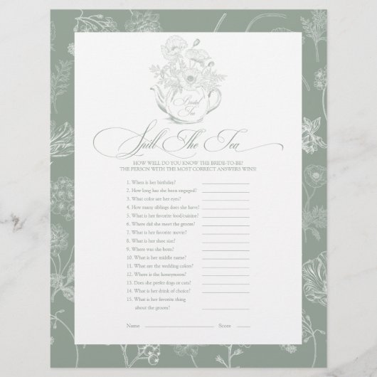 ティーゲームをこぼすブライダルシャワー (正面)