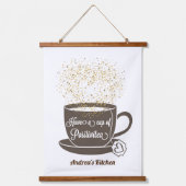 ティーコーヒーやる気を起こさせる引用文 吊り下げ型タペストリー (正面)