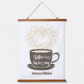 ティーコーヒーやる気を起こさせる引用文 吊り下げ型タペストリー (正面2)