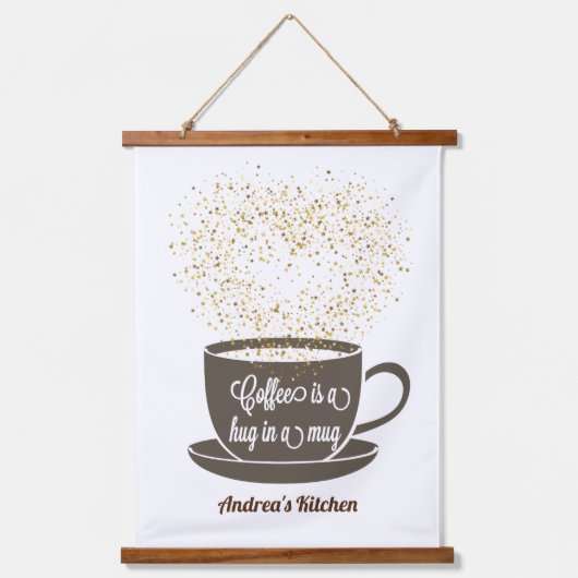 ティーコーヒーやる気を起こさせる引用文 吊り下げ型タペストリー (正面2)
