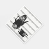 ティーコーヒーポットカップ白黒イラストレーションレトロ スタンダードランチョンナプキン (角)