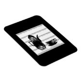 ティーコーヒーポットカップ白黒イラストレーションレトロ マグネット (右側)