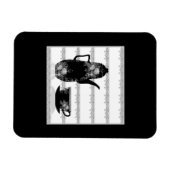 ティーコーヒーポットカップ白黒イラストレーションレトロ マグネット (横)