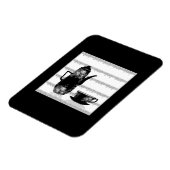 ティーコーヒーポットカップ白黒イラストレーションレトロ マグネット (左側)