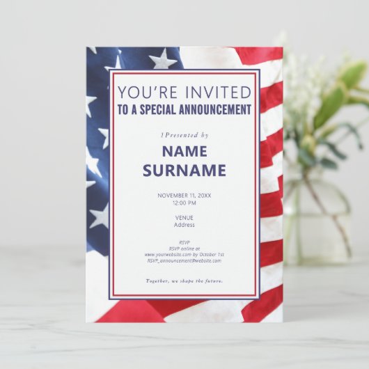 ティーザー政治候補者キャンペーンの発表 招待状 (スタンド正面)