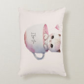 ティースカップでかわいい白ピンクの猫(4) アクセントクッション (正面(垂直))