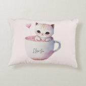 ティースカップでかわいい白ピンクの猫(4) アクセントクッション (裏面)