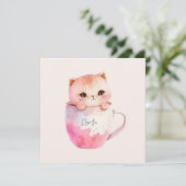 ティースカップに登場する、かわいい白ピンクの猫(2) (スタンド正面)