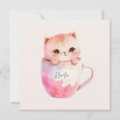 ティースカップに登場する、かわいい白ピンクの猫(2) (正面)