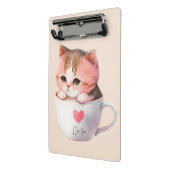 ティースカップに登場する、かわいい白ピンクの猫(2) ミニクリップボード (アングル2)