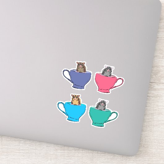 ティースカップのシュガー・グライダーかわいい シール (詳細)