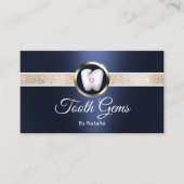 ティースジェムモダンネイビーブルーデンタル美しいサロン 名刺 (正面)