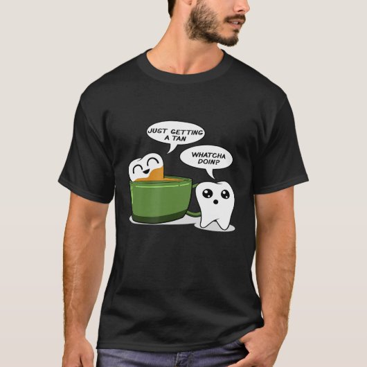 ティースタンコーヒー – 歯科おもしろい歯科アシスタント Tシャツ (正面)