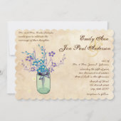 ティーステインアクアパープルフラワーメイソンジャー 招待状 (正面)