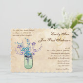 ティーステインアクアパープルフラワーメイソンジャー 招待状 (スタンド正面)