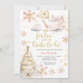 ティースピンククリスマス金ゴールドブライダルシャワー 招待状 (正面)