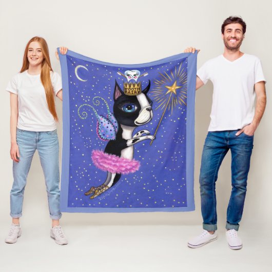 ティースフェアリー犬ボストンテリアピンクツチュートクラウン フリースブランケット (インサイチュ)