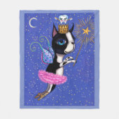 ティースフェアリー犬ボストンテリアピンクツチュートクラウン フリースブランケット (正面)