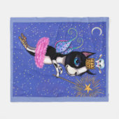 ティースフェアリー犬ボストンテリアピンクツチュートクラウン フリースブランケット (正面(横))