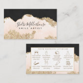 ティースホワイトニングアフターケアピンク金ゴールドブラック 名刺 (正面/裏面)