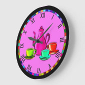 ティーセットのキッチンクロック ラージ壁時計 (傾斜)