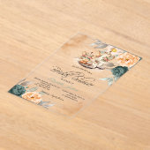 ティーセットグリーンバラブライダルシャワー アクリル招待状 (レイダウン)