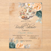 ティーセットグリーンバラブライダルシャワー アクリル招待状 (正面)