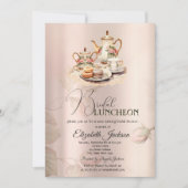ティーセットシックバラヴィンテージブライダルルンチョン 招待状 (正面)
