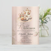 ティーセットシックバラヴィンテージブライダルルンチョン 招待状 (スタンド正面)