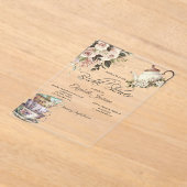 ティーセットライトバラブライダルシャワー アクリル招待状 (レイダウン)