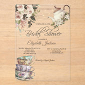 ティーセットライトバラブライダルシャワー アクリル招待状 (正面)