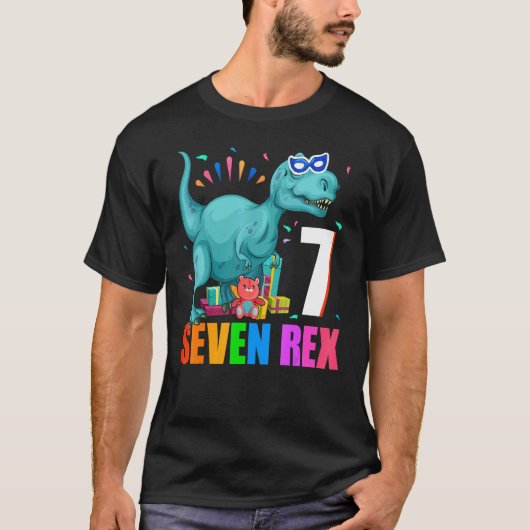 ティーセブン恐竜7歳ボーイズ7レックス7th B Tシャツ (正面)