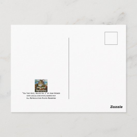 ティータイムお洒落マウスブルーボンネットウォーター色 ポストカード (裏面)