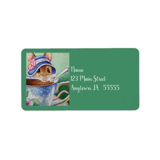 ティータイムお洒落マウスブルーボンネットウォーター色 ラベル (正面)