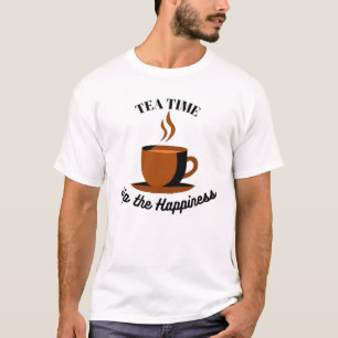 ティータイムかわいいオレンジカップとグリーン葉カップ Tシャツ