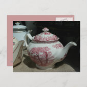 ティータイムとヴィンテージ英語Teapot PostC ポストカード (正面/裏面)