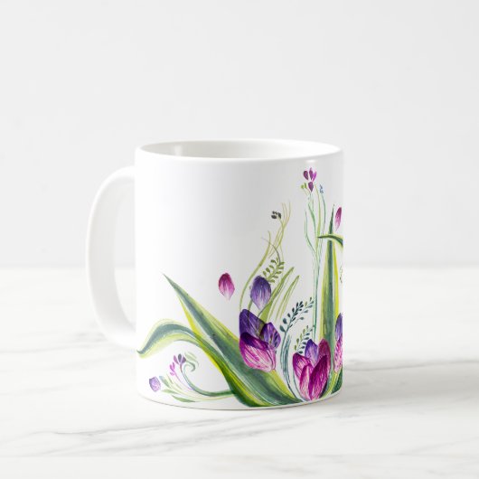 ティータイムのための熱帯葉そして花 コーヒーマグカップ (正面左)